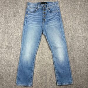 Veronica Beard Carly Kick Flare High Rise Button Fly Jeans 29 Minimalist Chic